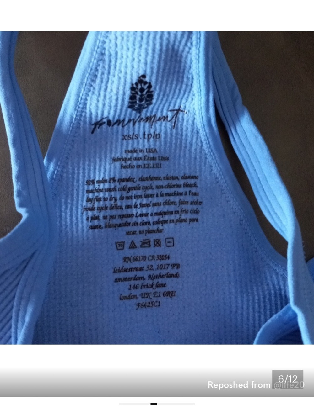 Free People Echo Ribbed Light Blue Racerback Crop Bra - Picture 2 of 2